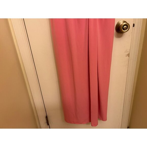 Womens Pink Sleeveless Maxi Dress With Ruched Waist And Side Slit - Size M - Picture 4 of 12
